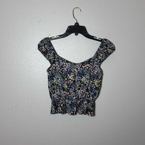 Eclair Women Floral Off Shoulder‎ Peplum Crop Top Size XS.